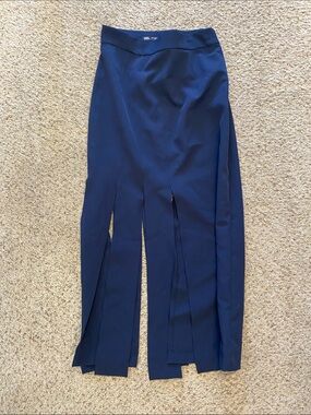 Zara Navy Blue Maxi Skirt with Front Slits